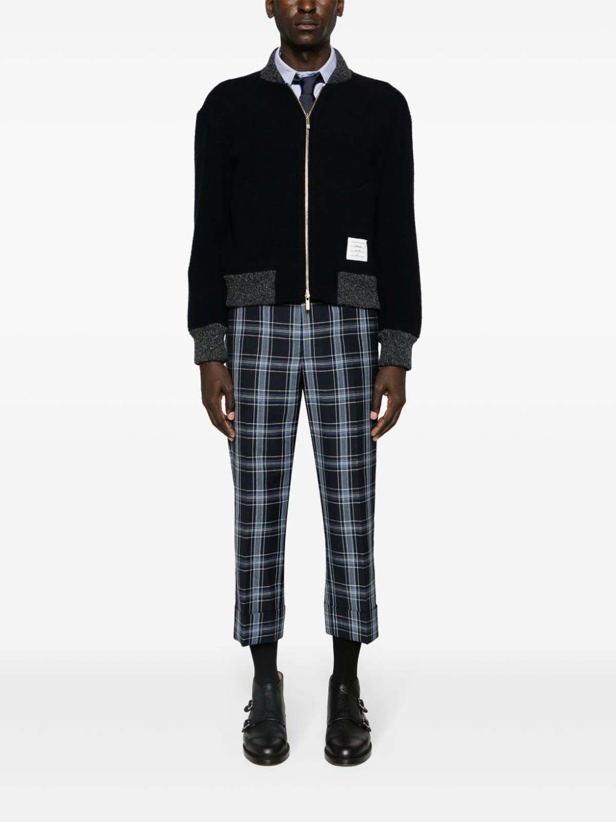 Shop Thom Browne Rwb Wool Bomber Jacket In Azul