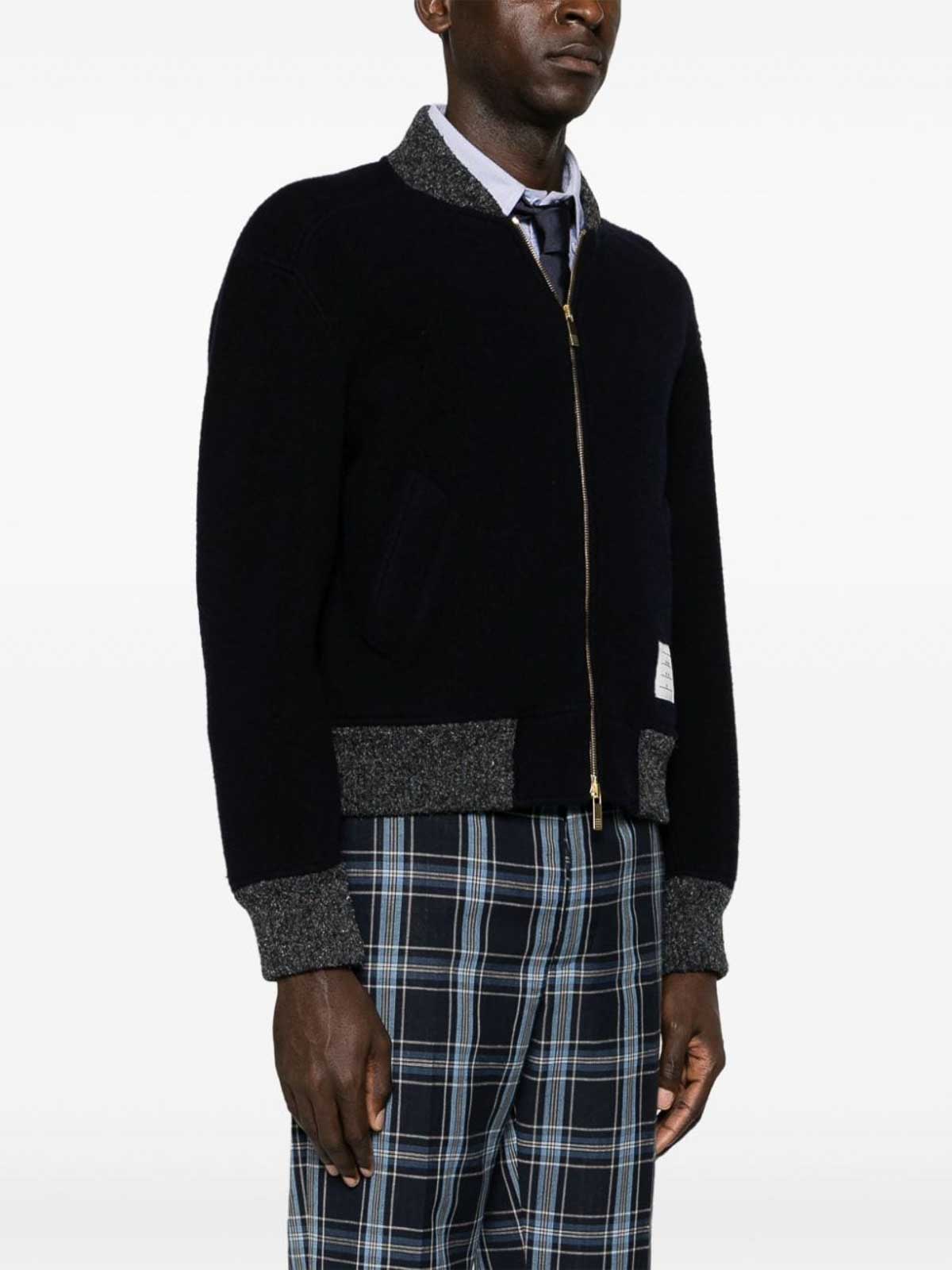 Shop Thom Browne Rwb Wool Bomber Jacket In Azul