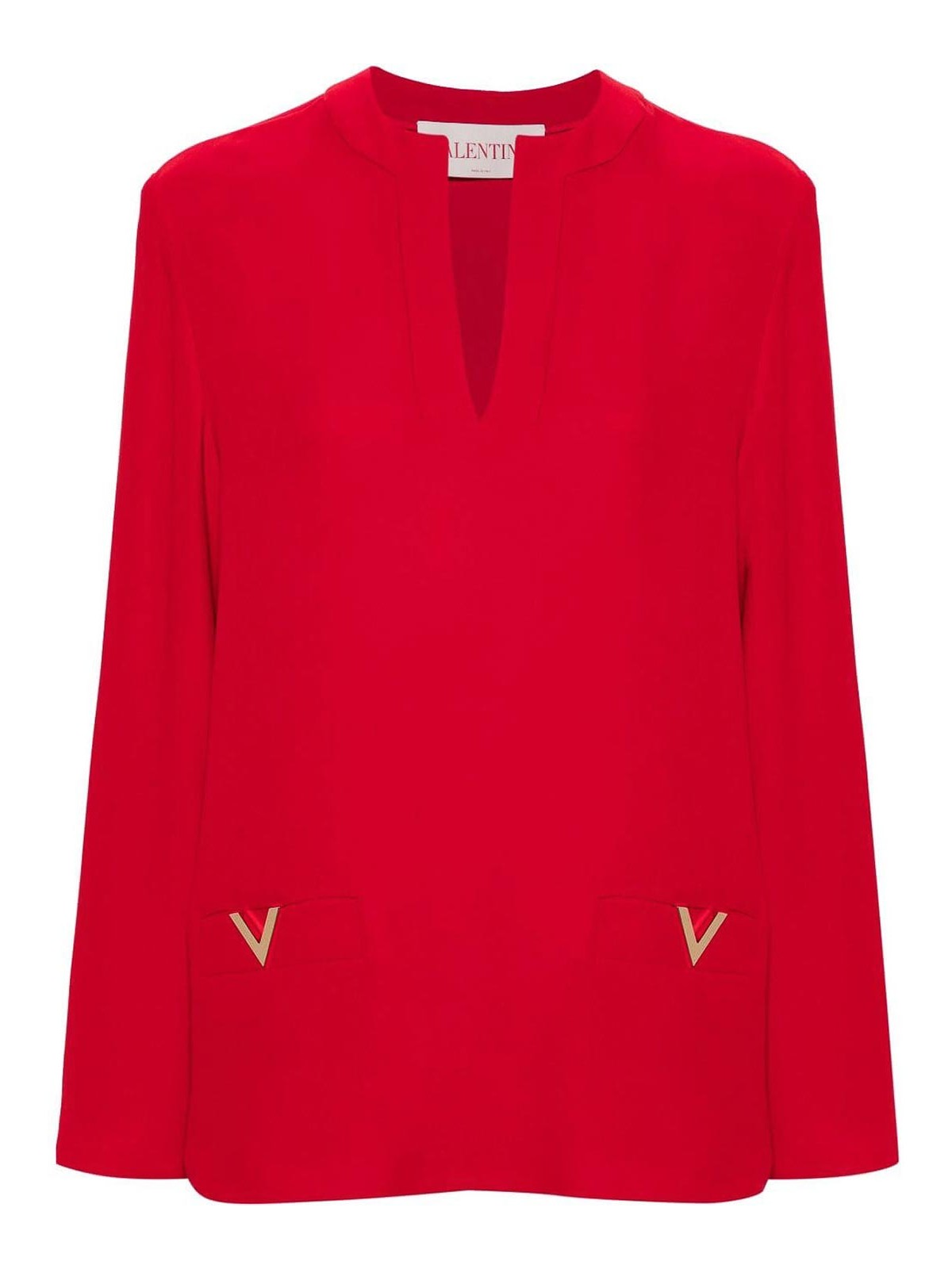 Shop Valentino Vlogo Silk Blouse In Rojo