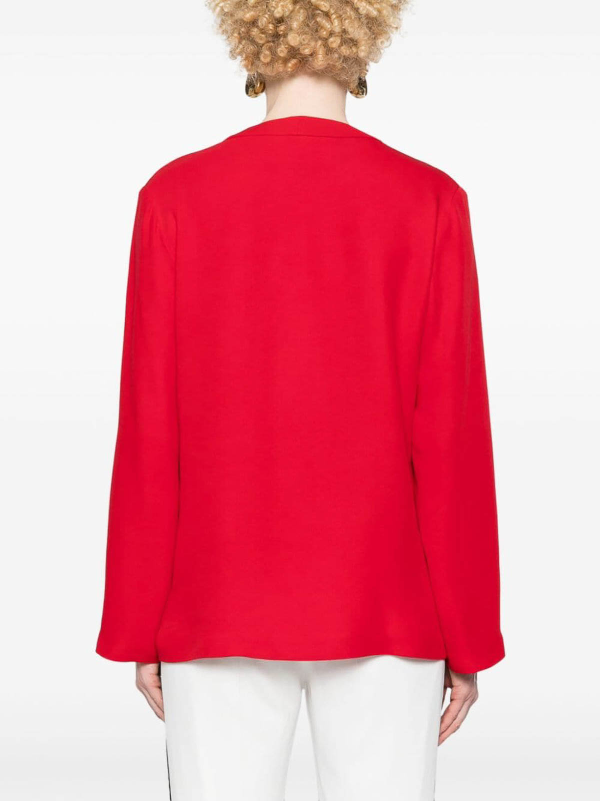 Shop Valentino Vlogo Silk Blouse In Rojo