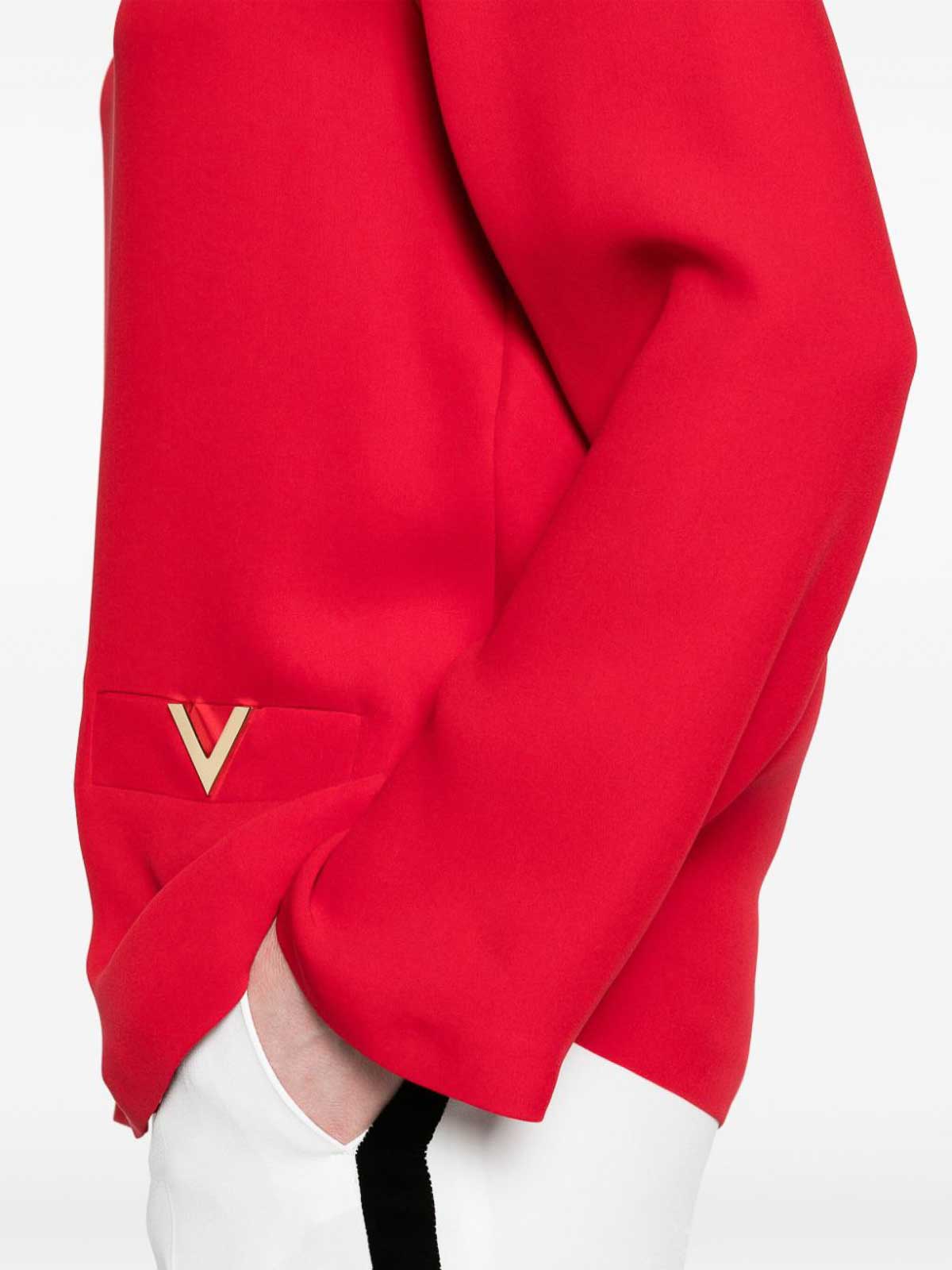 Shop Valentino Vlogo Silk Blouse In Rojo