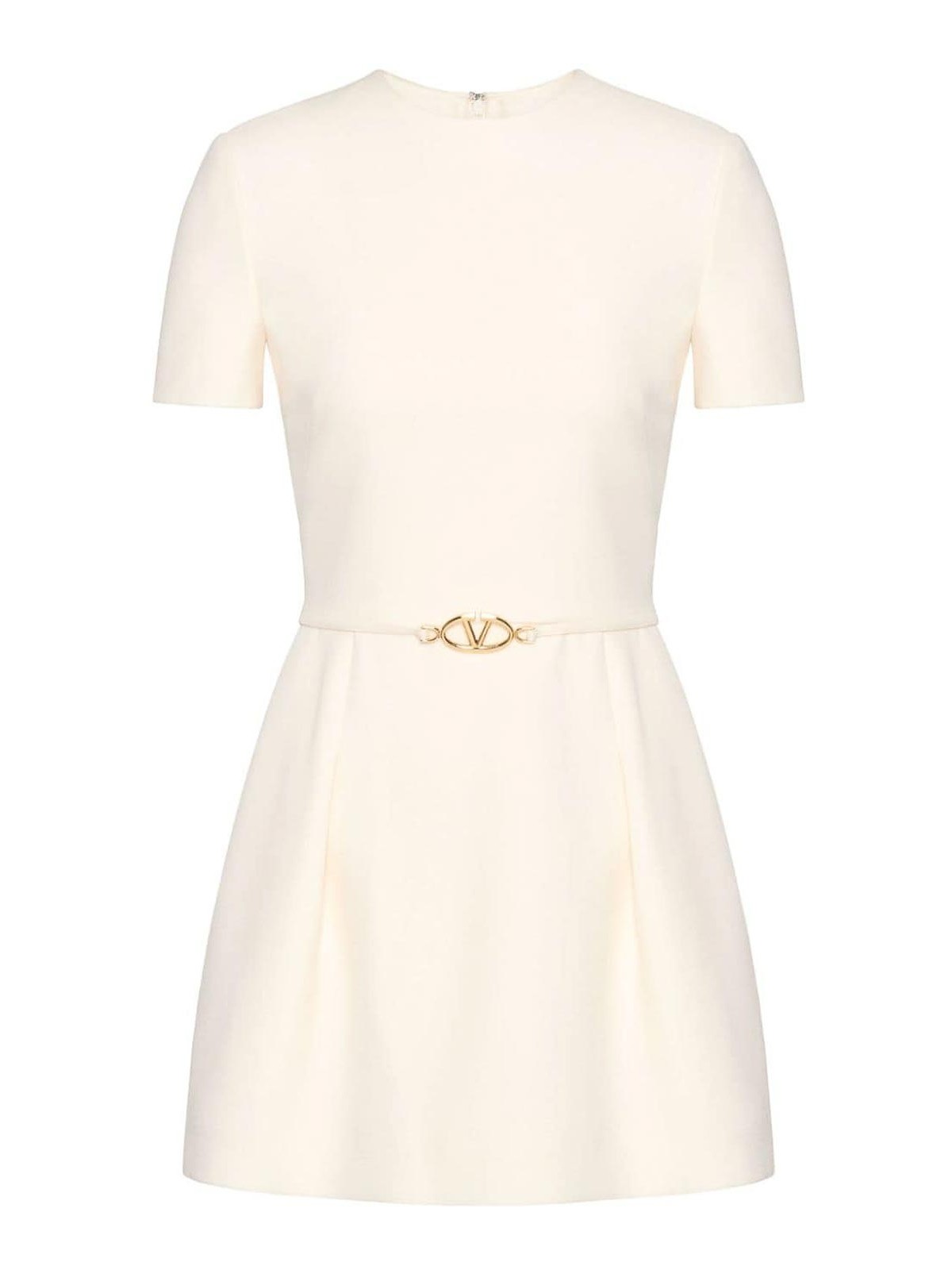 Shop Valentino Wool And Silk Blend Mini Dress In Blanco