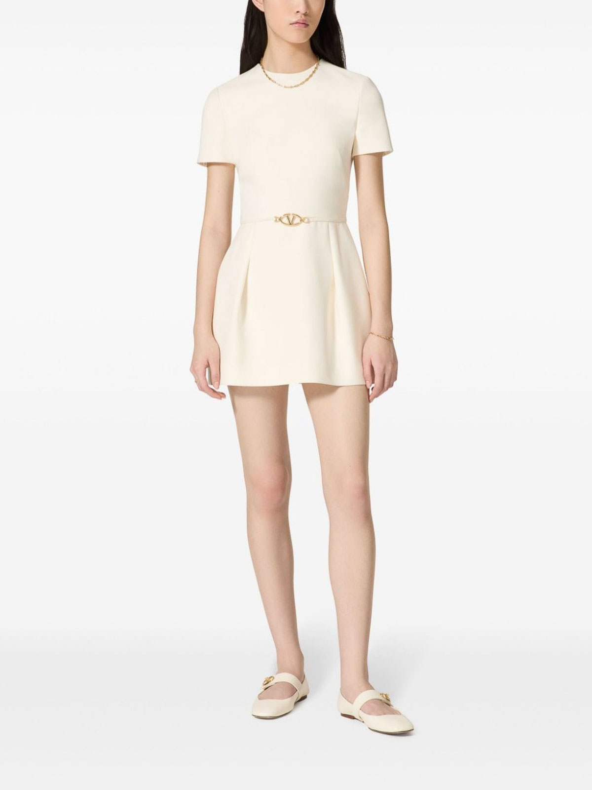 Shop Valentino Wool And Silk Blend Mini Dress In Blanco