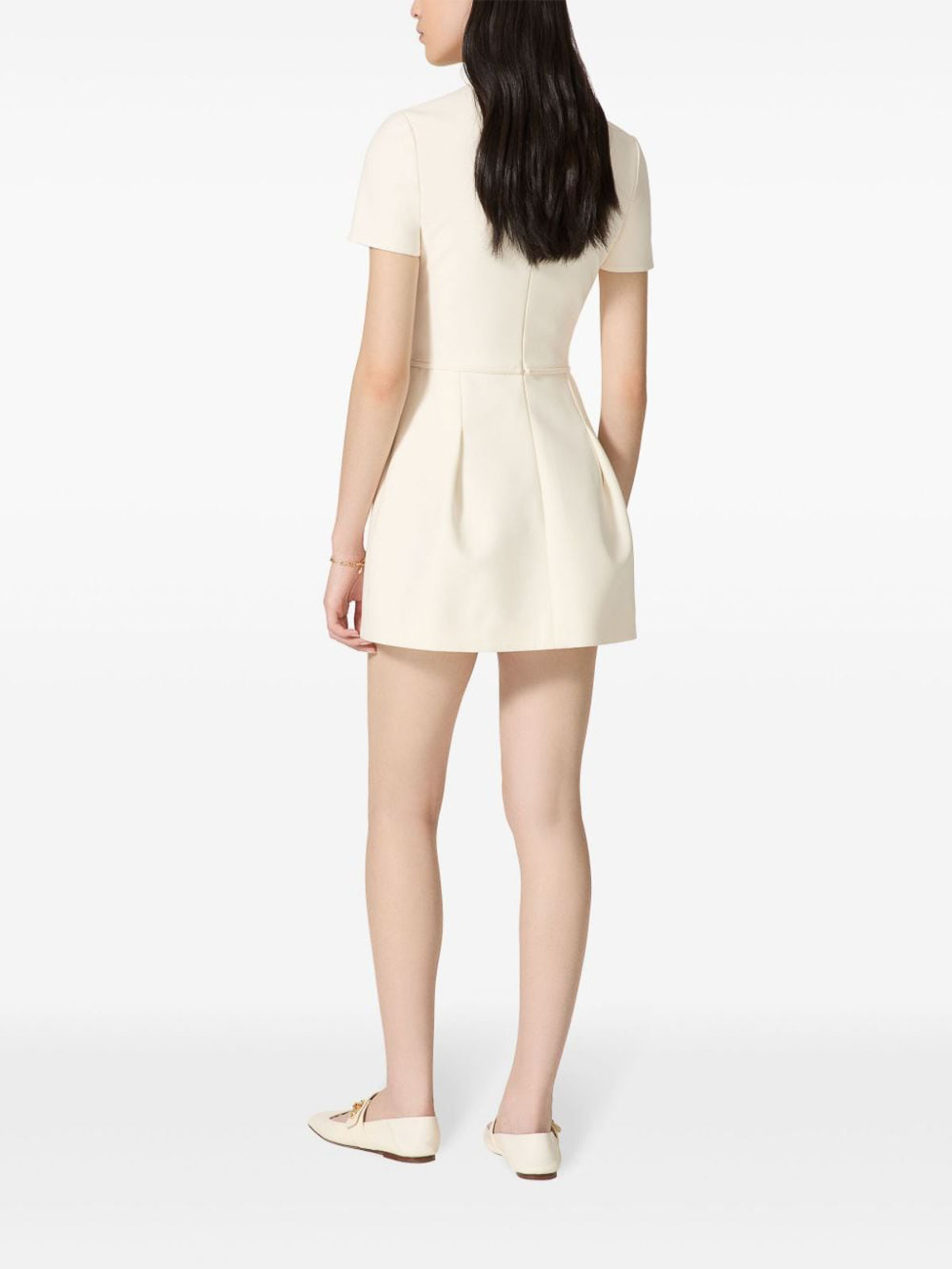 Shop Valentino Wool And Silk Blend Mini Dress In Blanco