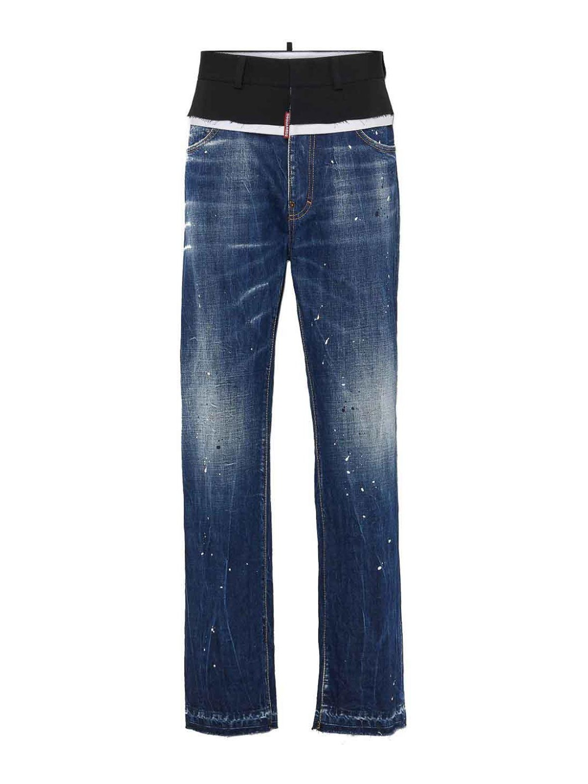 Shop Dsquared2 Paint Splatter-detail Washed Denim Jeans In Dark Blue