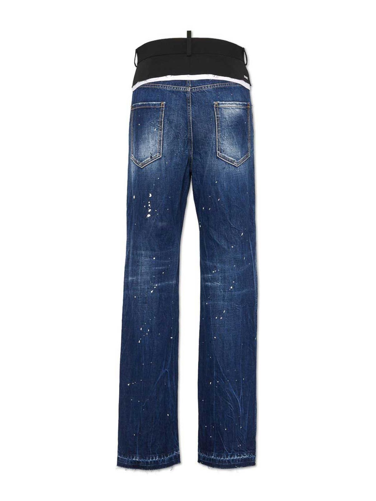 Shop Dsquared2 Paint Splatter-detail Washed Denim Jeans In Dark Blue