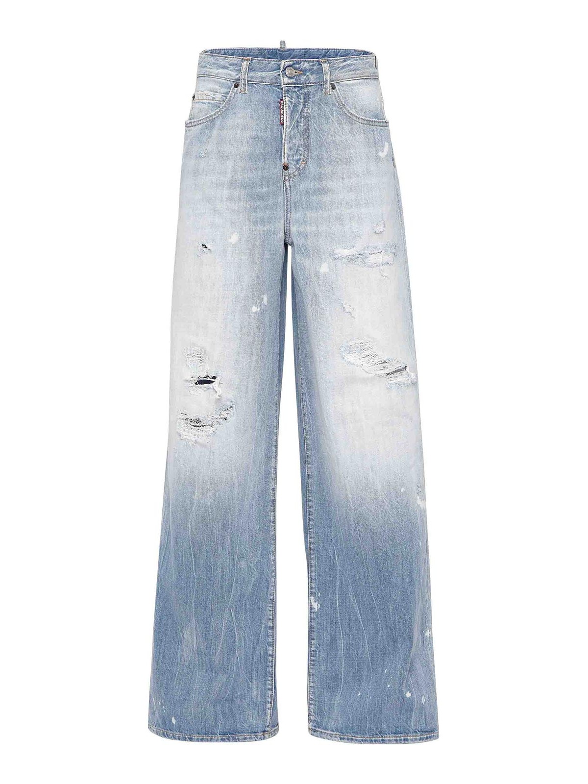 Shop Dsquared2 Distressed Wide-leg Jeans In Dark Blue