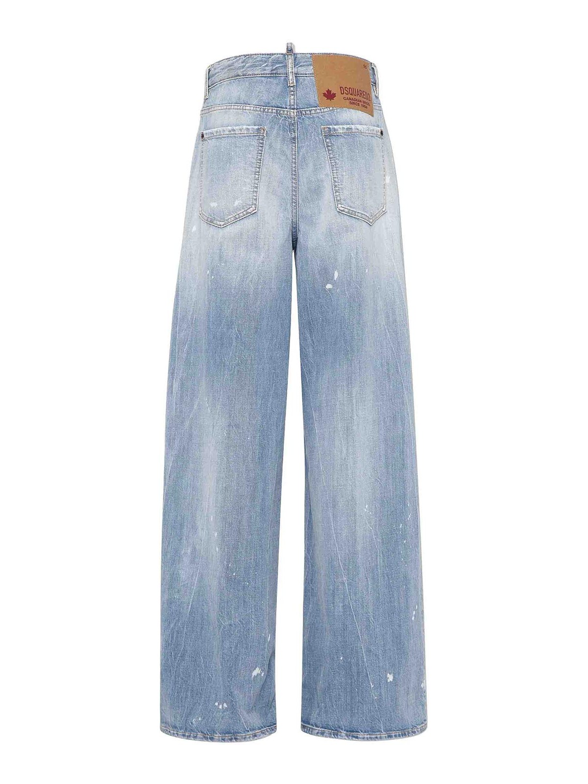 Shop Dsquared2 Distressed Wide-leg Jeans In Dark Blue