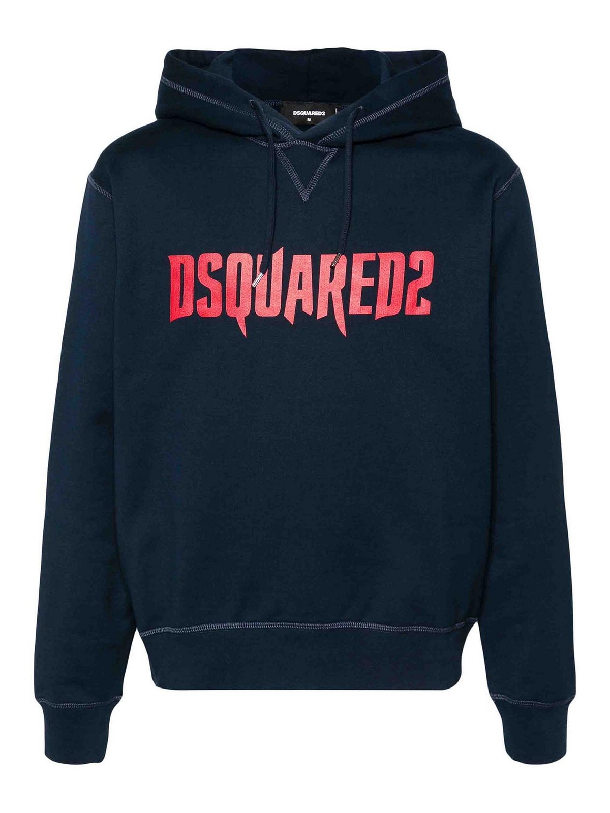 Shop Dsquared2 Cool Fit Cotton Hoodie In Dark Blue