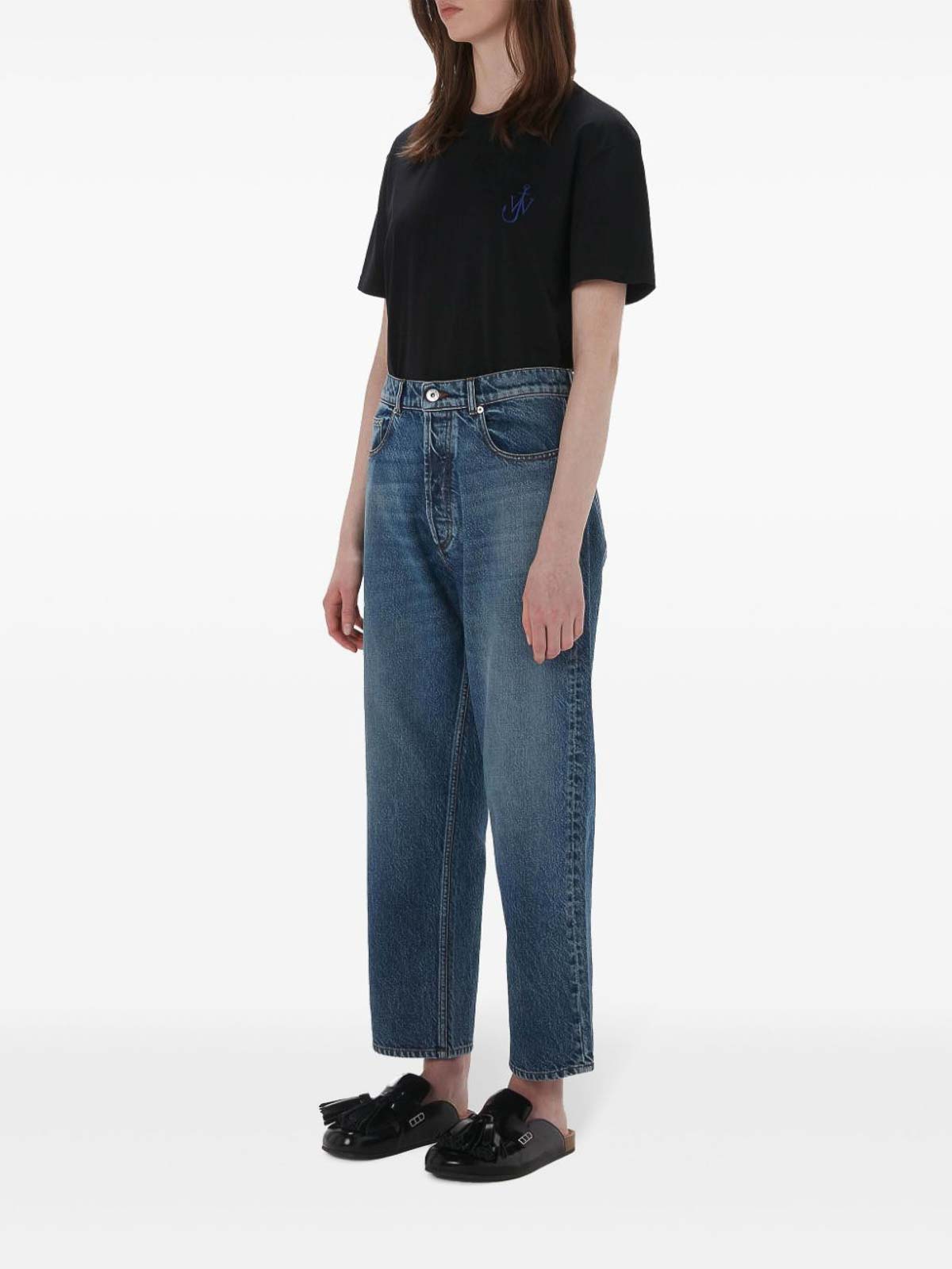 Shop Jw Anderson Cropped Straight-leg Jeans In Blue