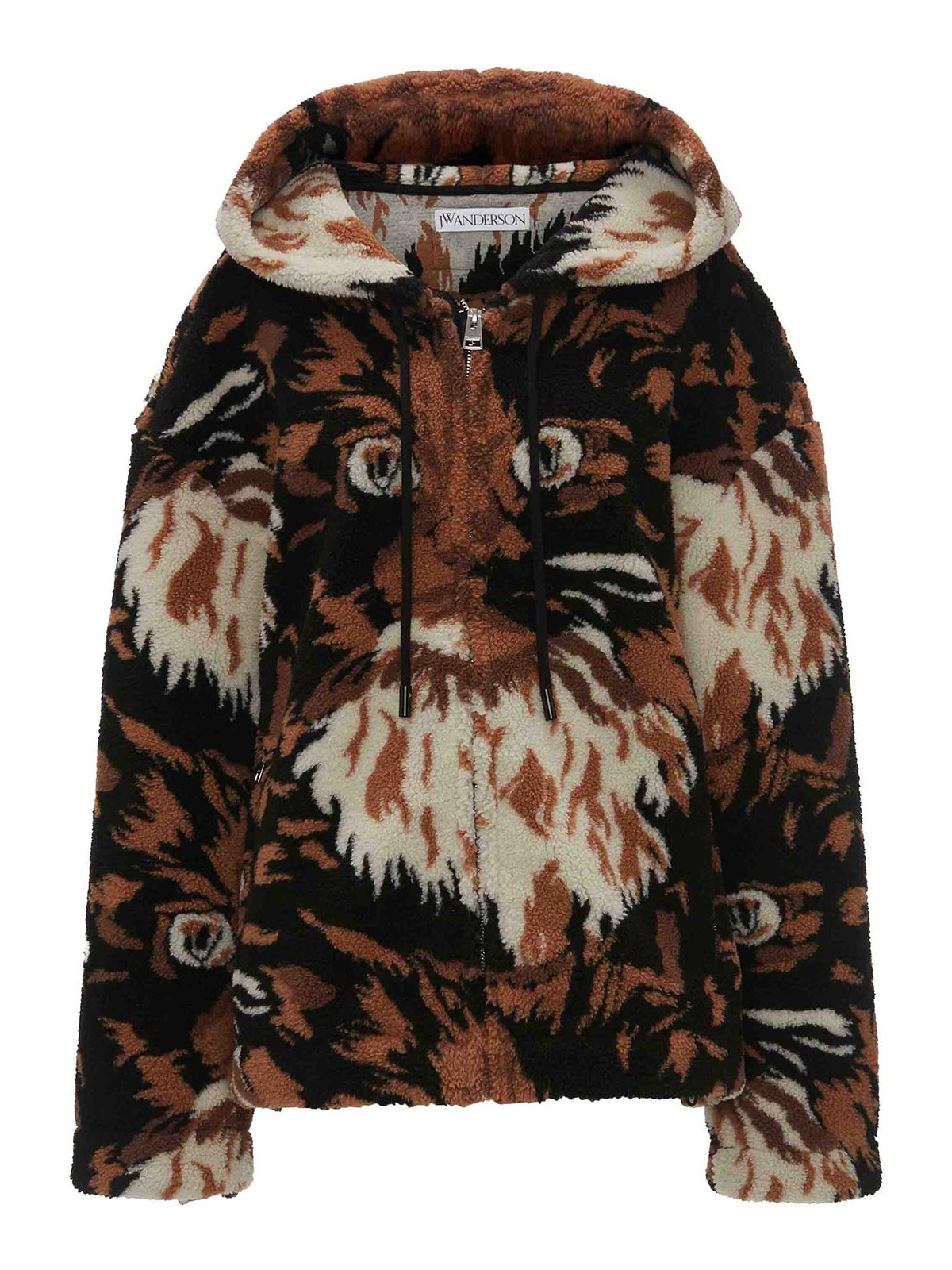 Shop Jw Anderson Faux-fur Hooded Jacket In Brown