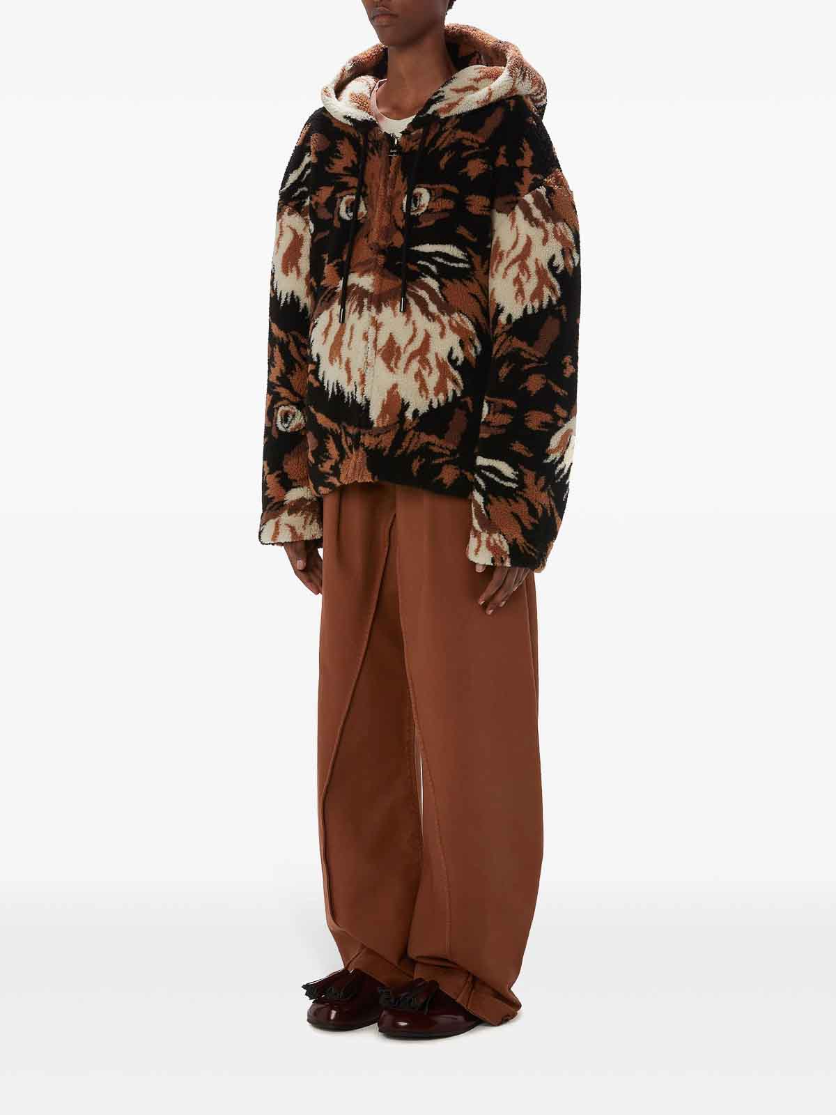 Shop Jw Anderson Faux-fur Hooded Jacket In Brown