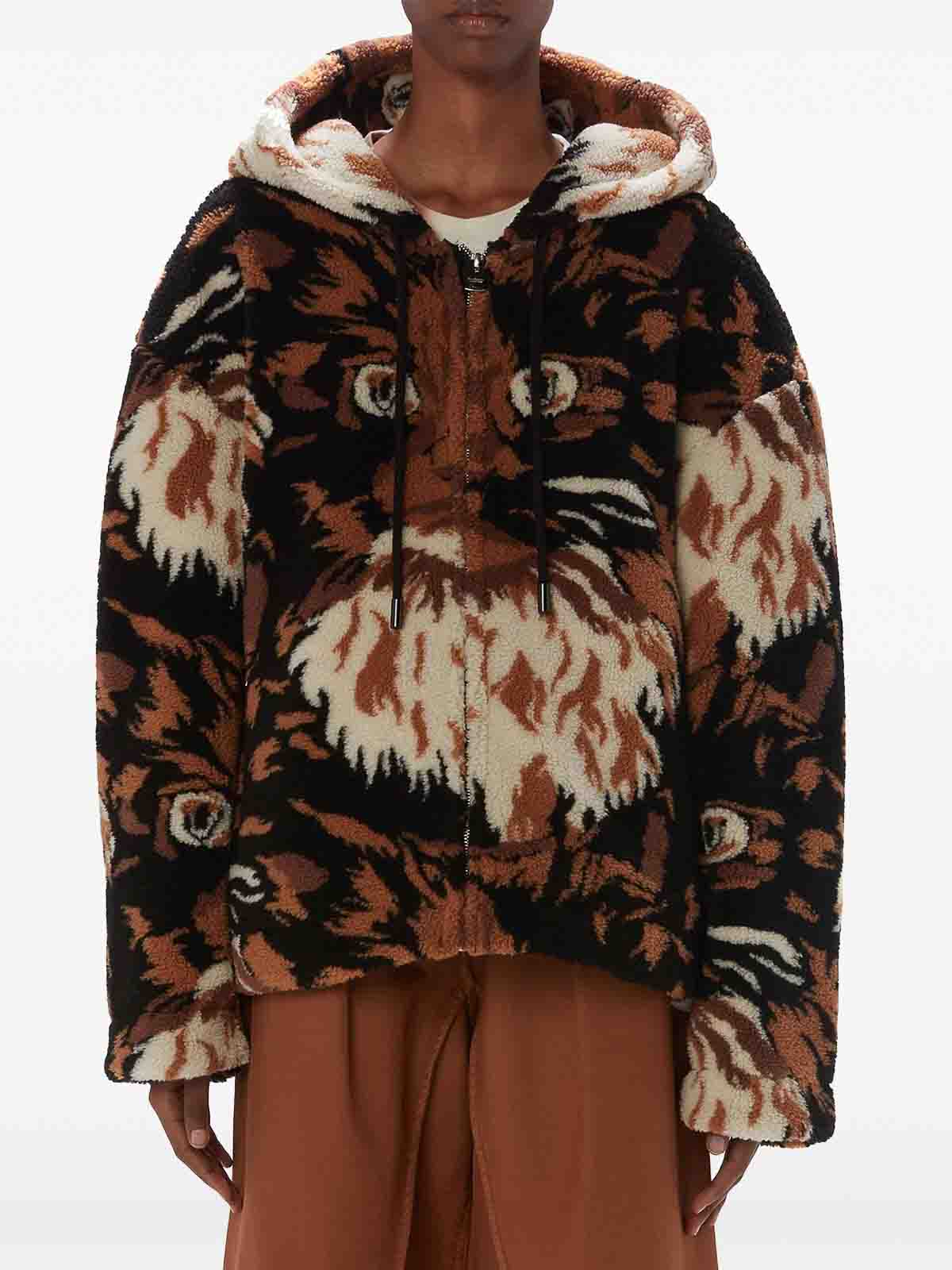 Shop Jw Anderson Faux-fur Hooded Jacket In Brown