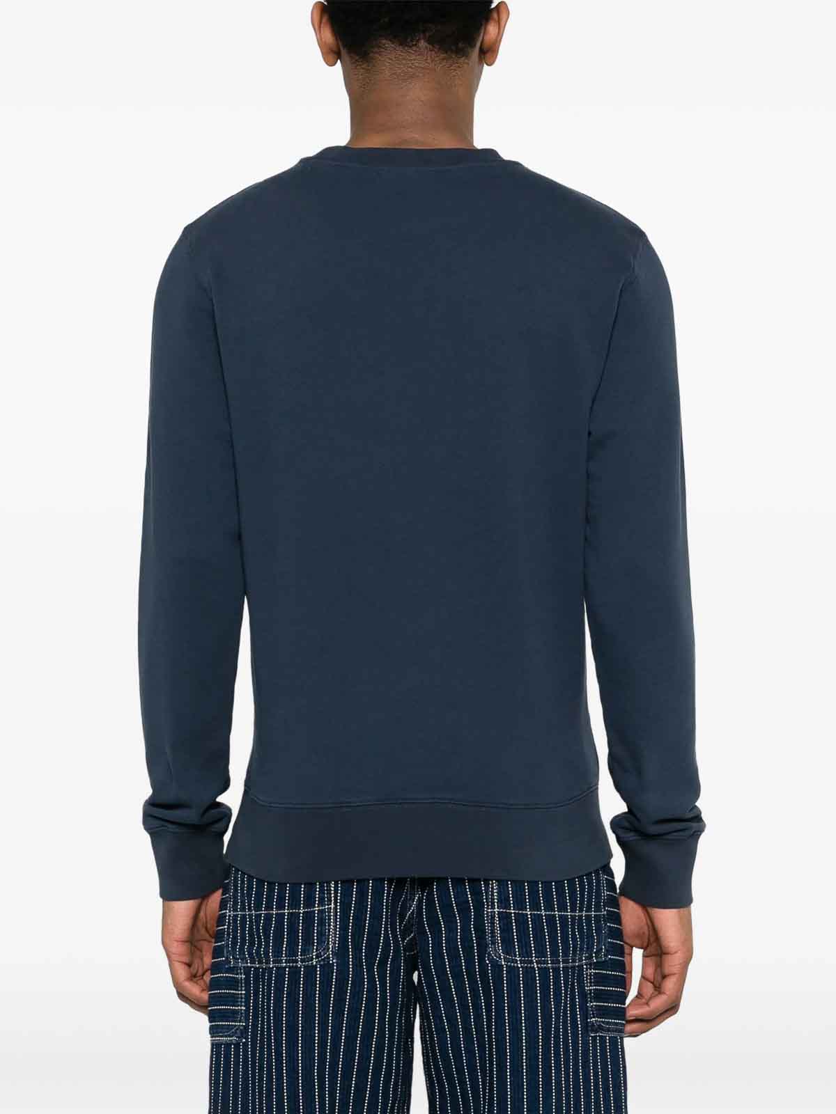 Shop Maison Kitsuné Bold Fox Head Cotton Sweatshirt In Blue