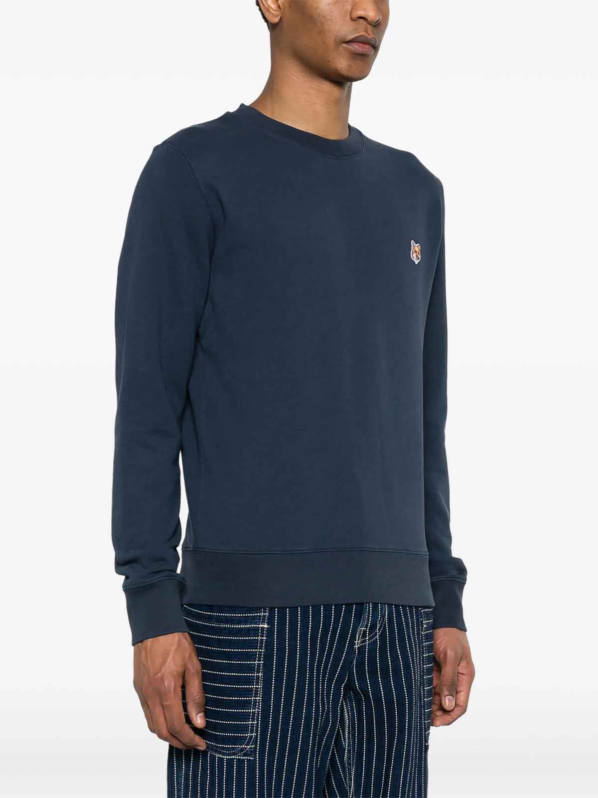 Shop Maison Kitsuné Bold Fox Head Cotton Sweatshirt In Blue