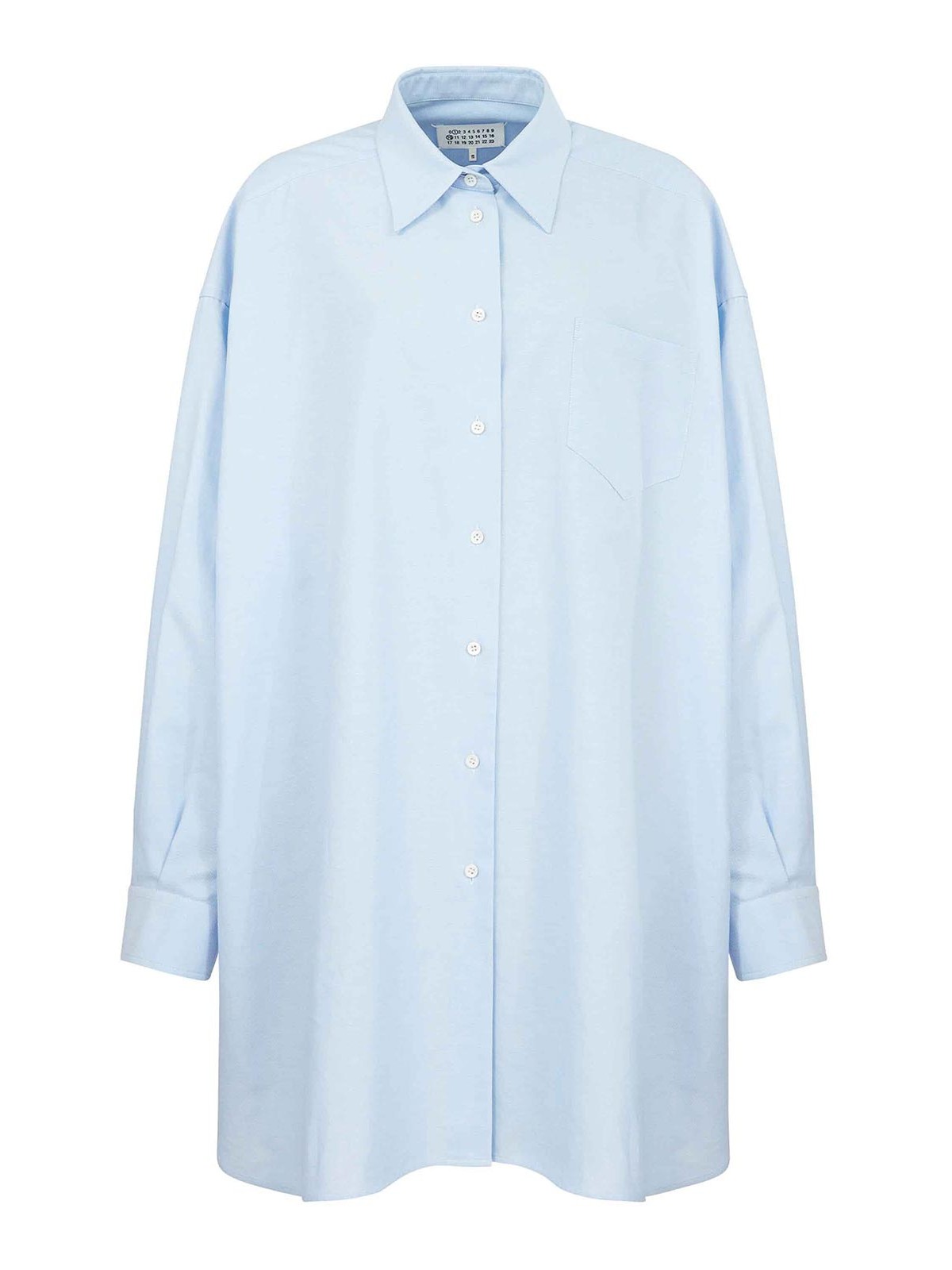 Shop Maison Margiela Drop-shoulder Cotton Shirt In Light Blue