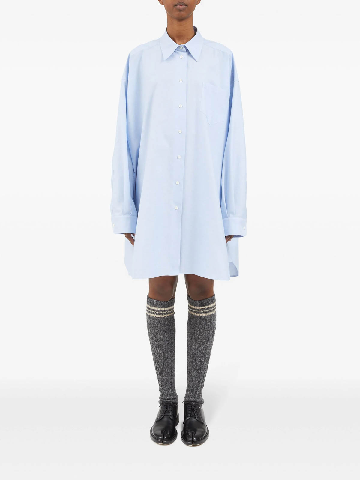 Shop Maison Margiela Drop-shoulder Cotton Shirt In Light Blue