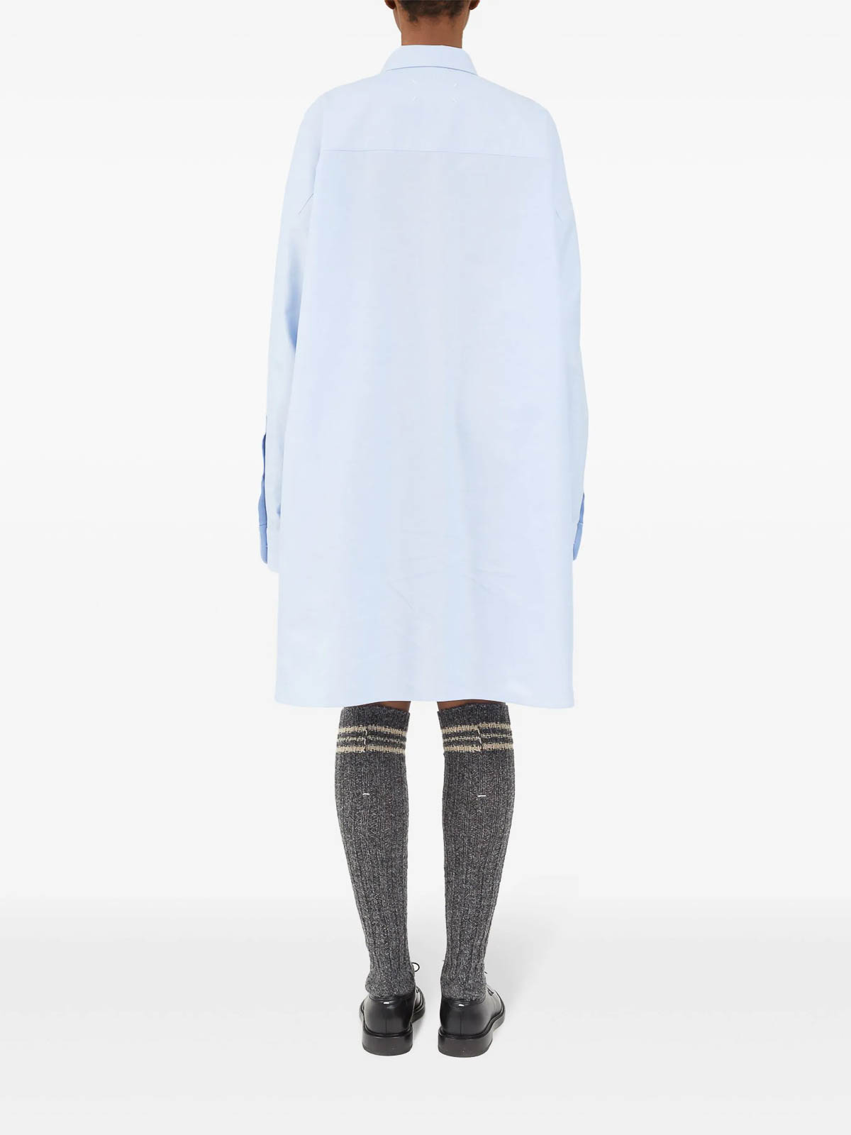 Shop Maison Margiela Drop-shoulder Cotton Shirt In Light Blue