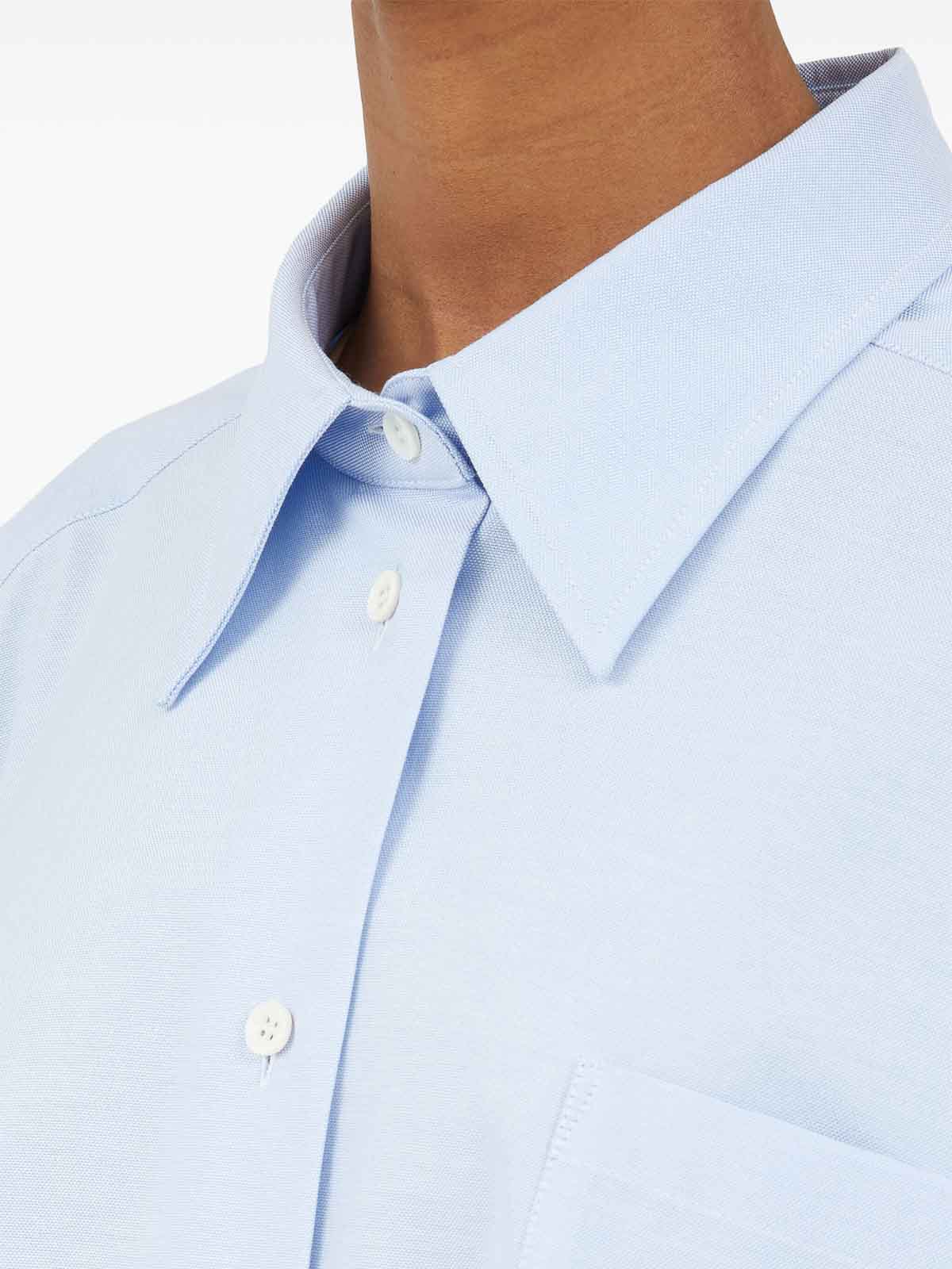 Shop Maison Margiela Drop-shoulder Cotton Shirt In Light Blue