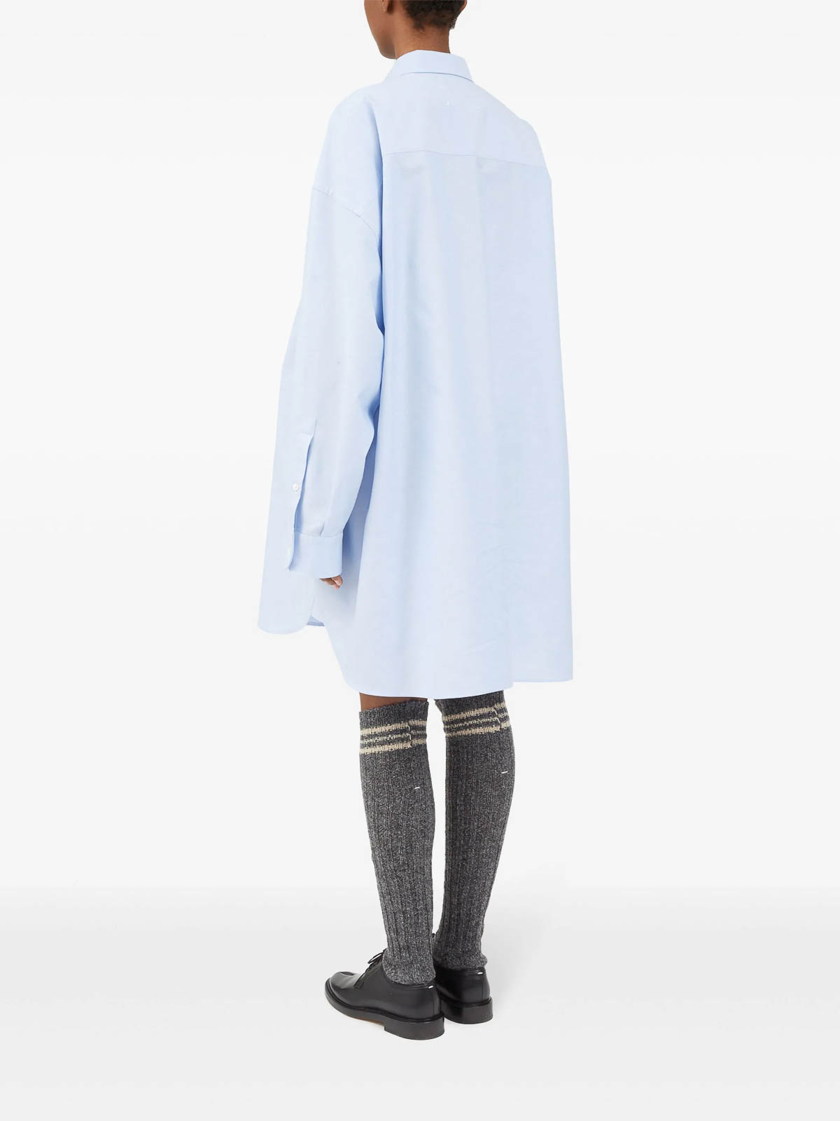 Shop Maison Margiela Drop-shoulder Cotton Shirt In Light Blue