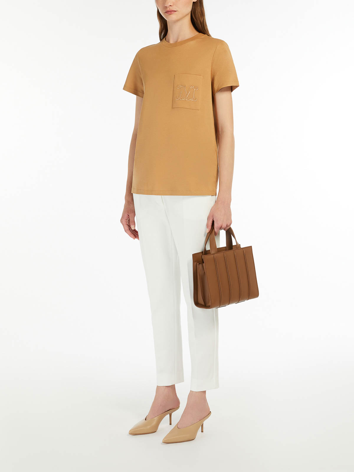 Shop Max Mara Papaia Cotton Jersey T-shirt In Camel