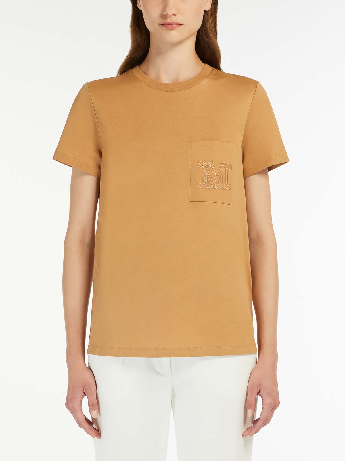 Shop Max Mara Papaia Cotton Jersey T-shirt In Camel