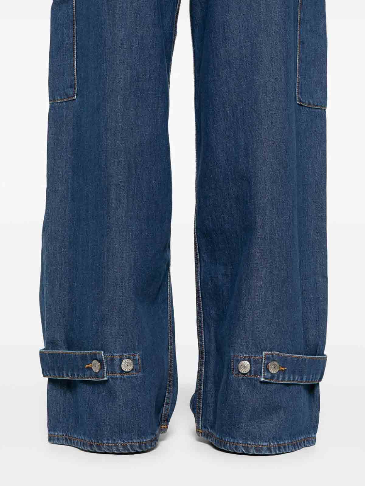 Shop P.a.r.o.s.h Straight Cargo Jeans In Blue