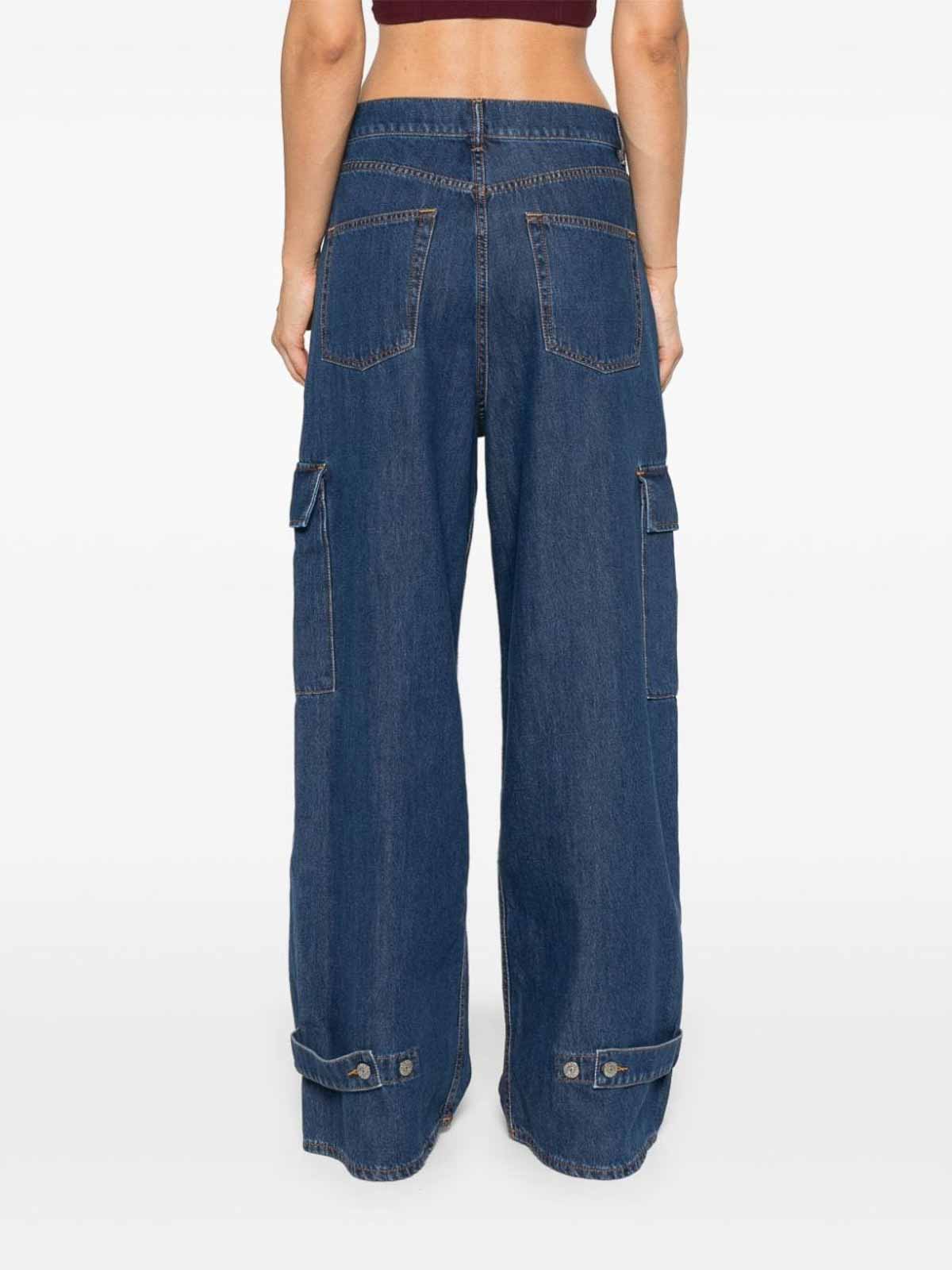 Shop P.a.r.o.s.h Straight Cargo Jeans In Blue