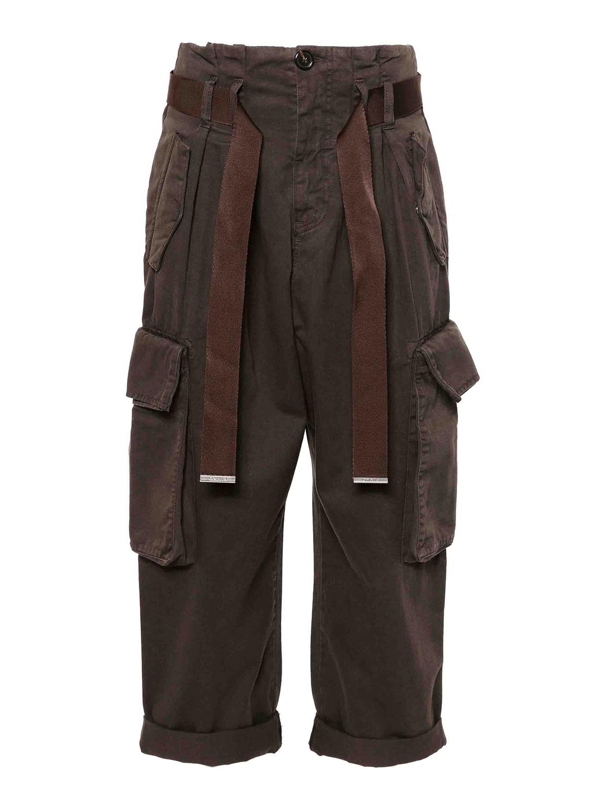 Shop Pinko Ronfare Cotton Cargo Pants In Brown