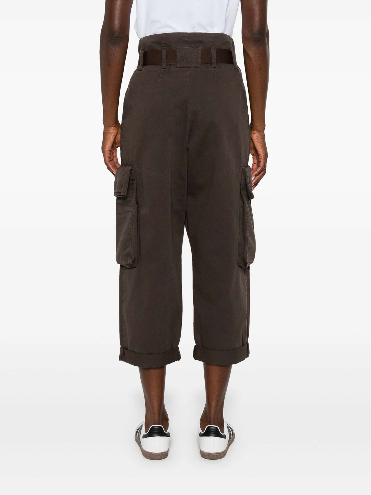 Shop Pinko Ronfare Cotton Cargo Pants In Brown