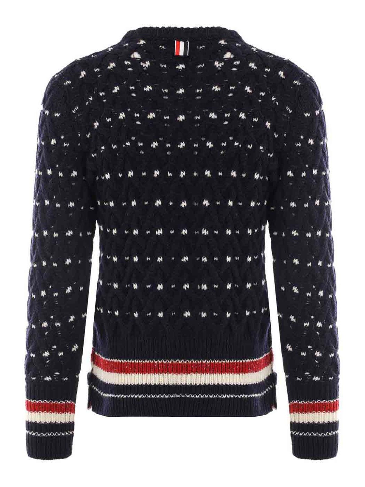 Shop Thom Browne Donegal Cable-knit Jumper In Dark Blue