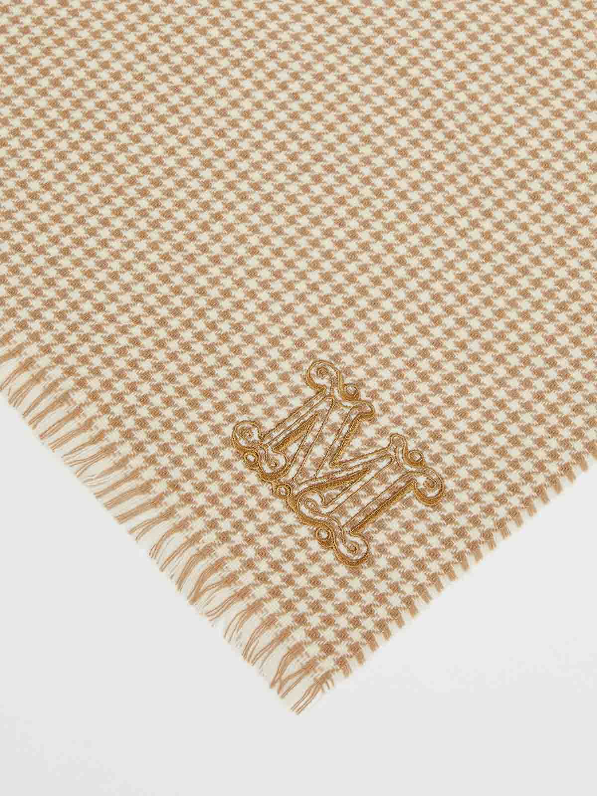 Shop Max Mara Wsstola Houndstooth Cashmere Stole In Camel