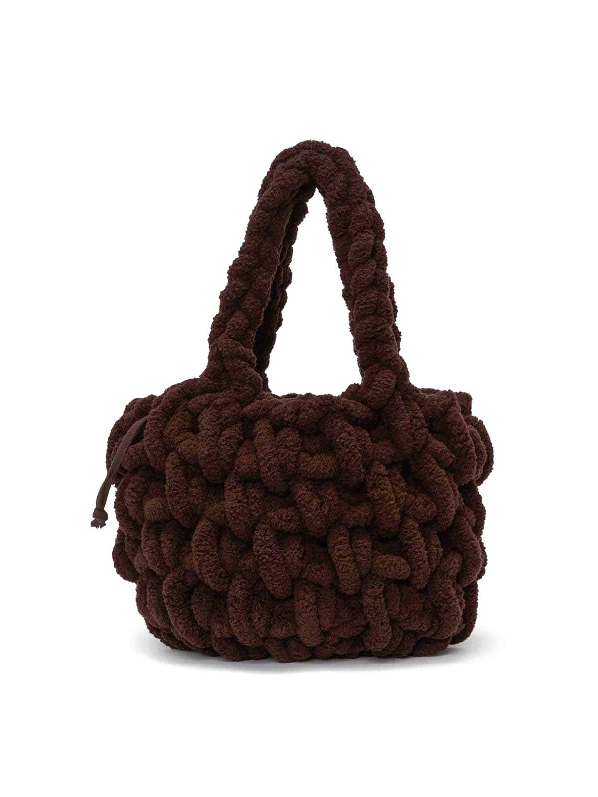 Shop Jw Anderson Small Blanket Shopper Chenille Shoulder Bag In Dark Brown