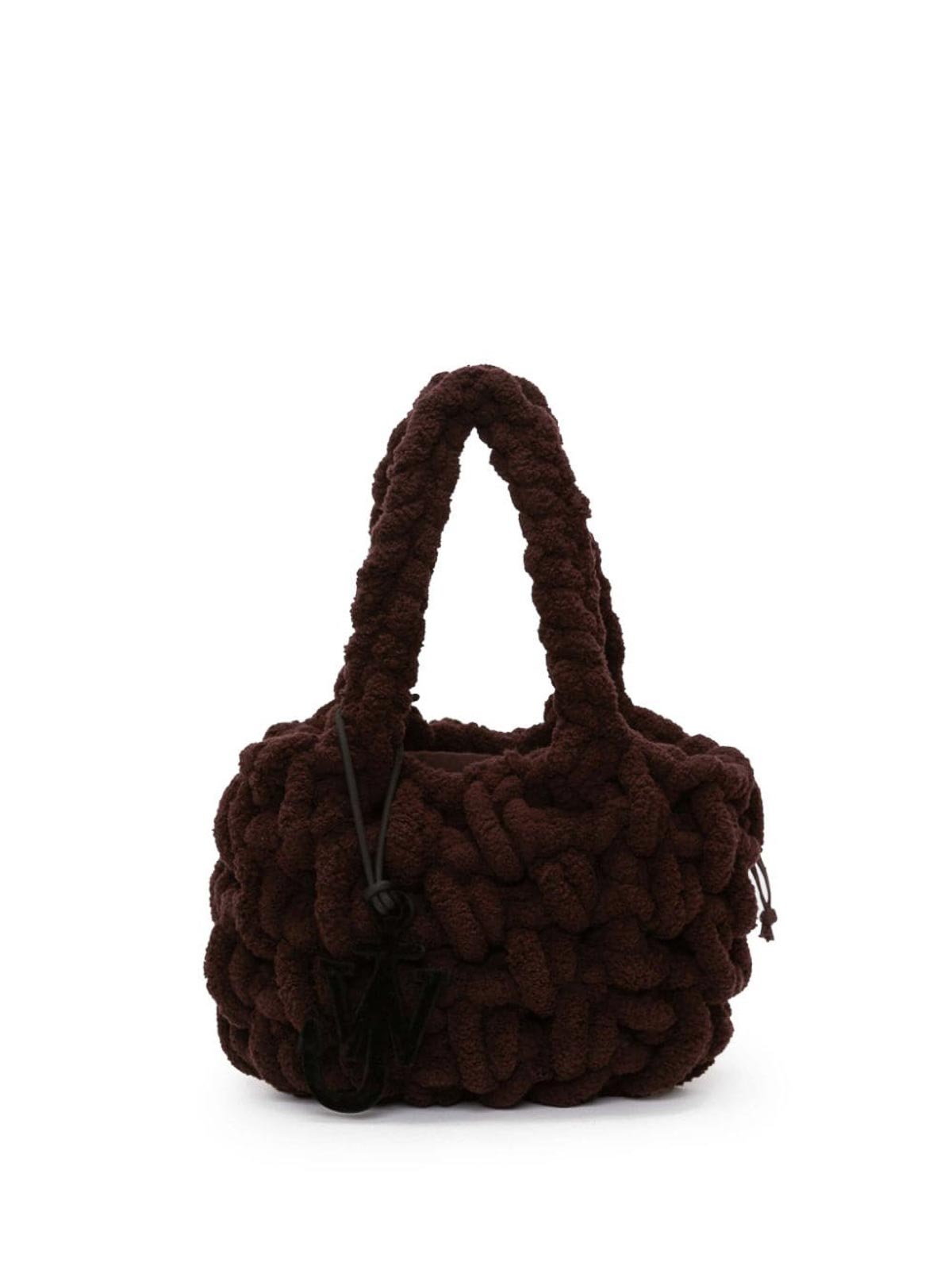 Shop Jw Anderson Small Blanket Shopper Chenille Shoulder Bag In Dark Brown