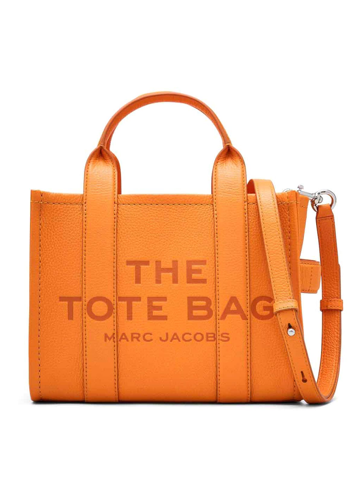 Shop Marc Jacobs The Small Leather Tote In Orange