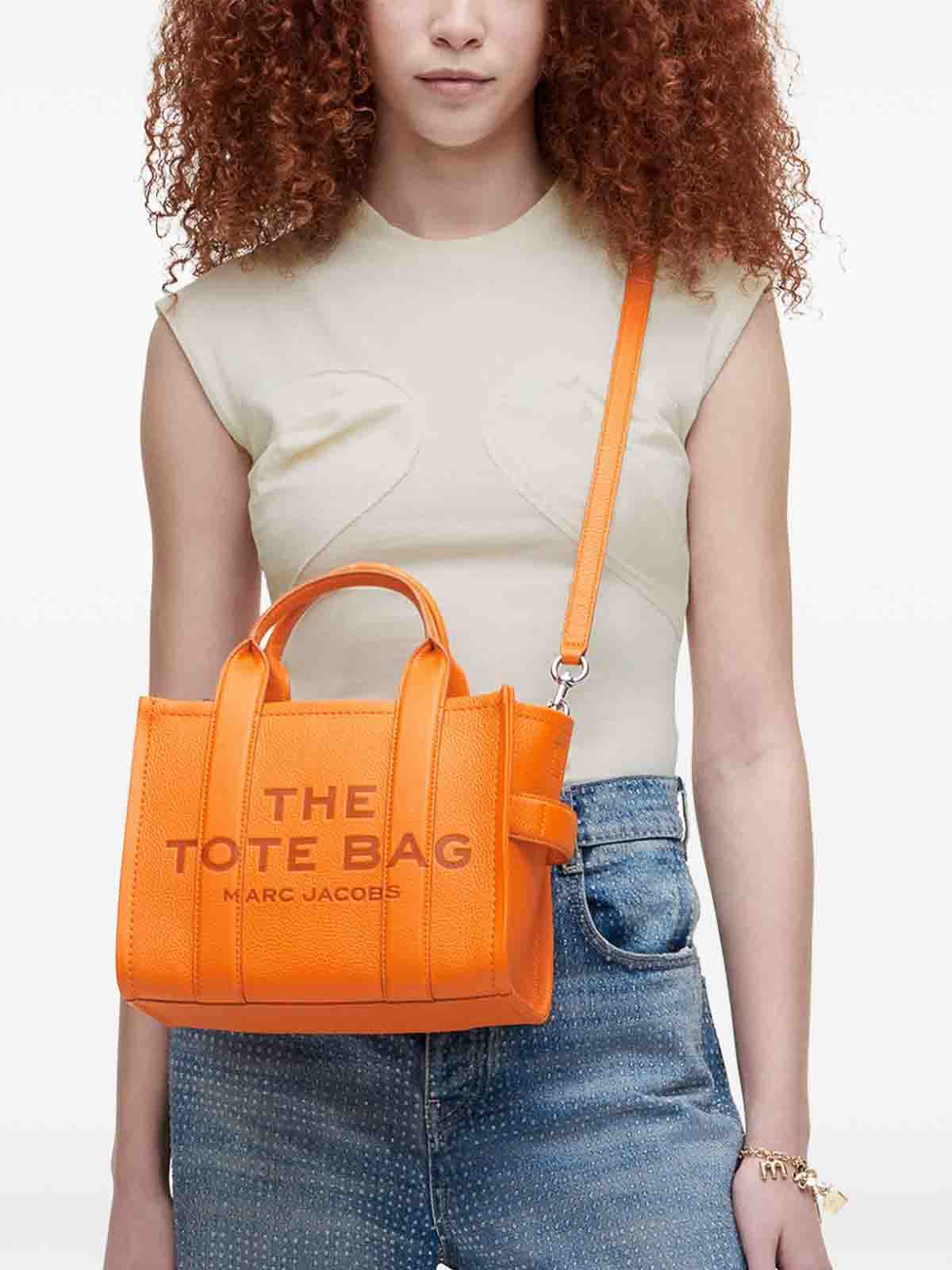 Shop Marc Jacobs The Small Leather Tote In Orange