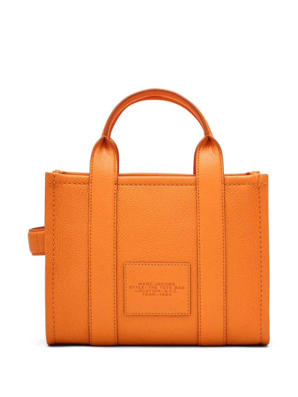 Shop Marc Jacobs The Small Leather Tote In Orange