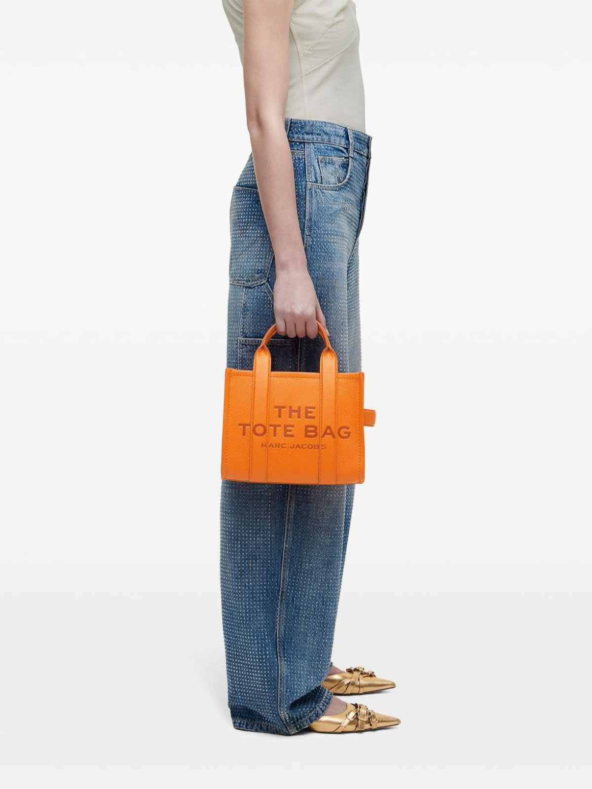 Shop Marc Jacobs The Small Leather Tote In Orange