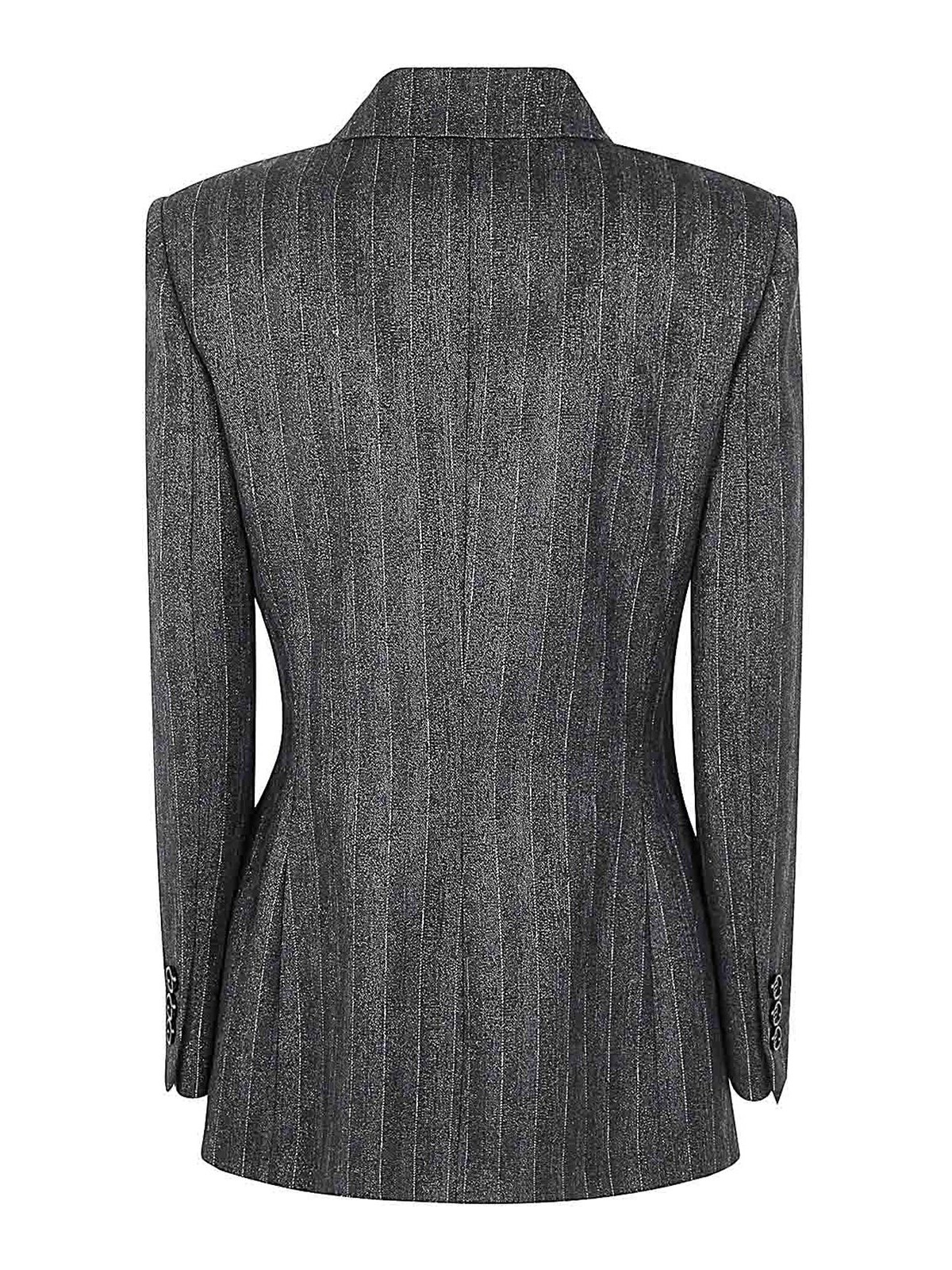 Shop Alberta Ferretti Lurex Jacket Double Breasted In Gris