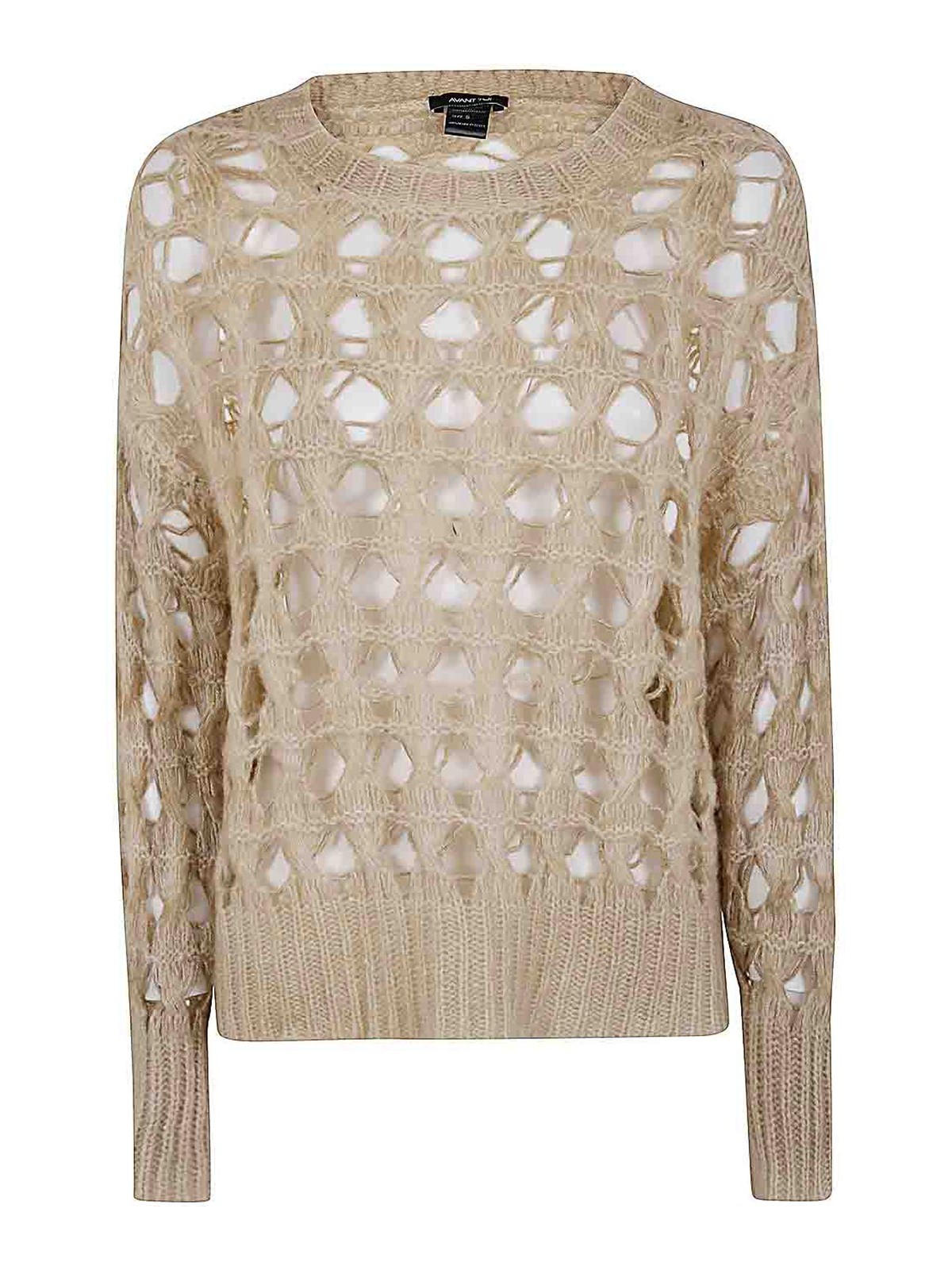 Shop Avant Toi Round Neck Jumper Vimini Stitch Hand Painted In Blanco