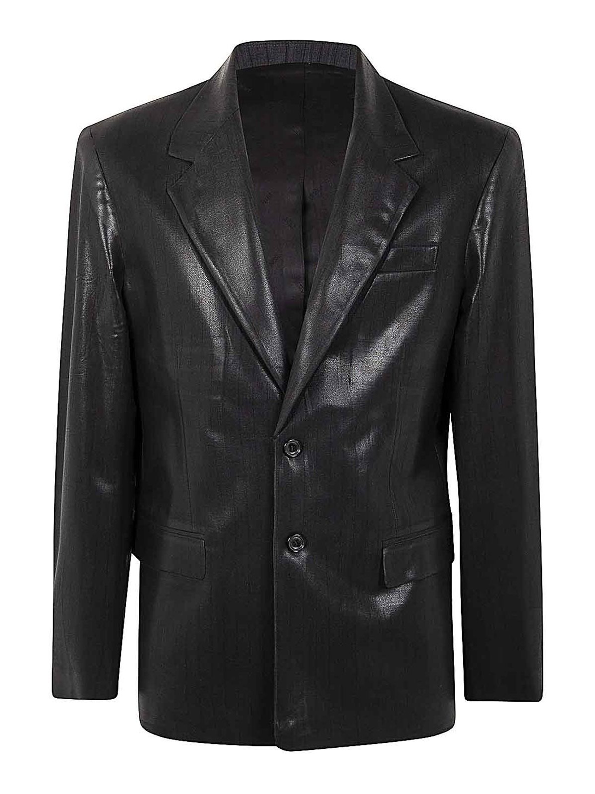 Shop Diesel Stanley Leather Blazer In Negro