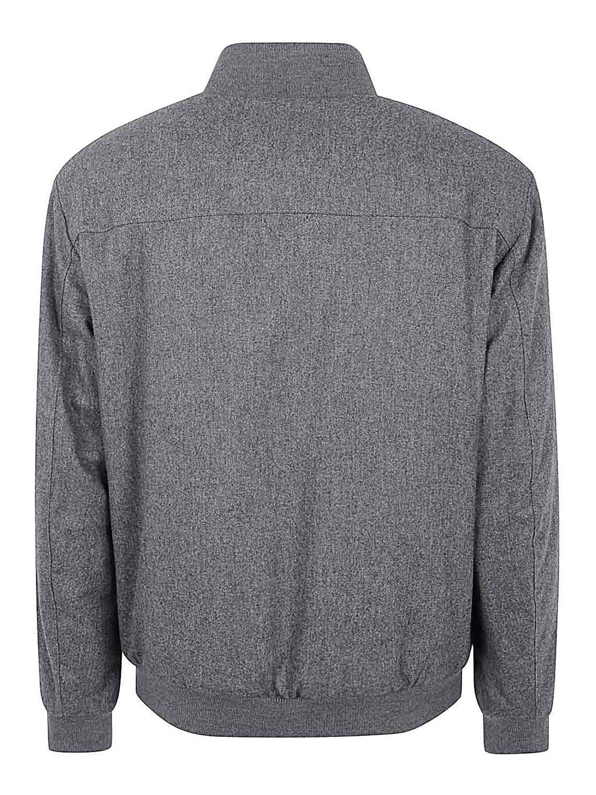 Shop Fay Bomber Jacket Carded Flannel In Gris