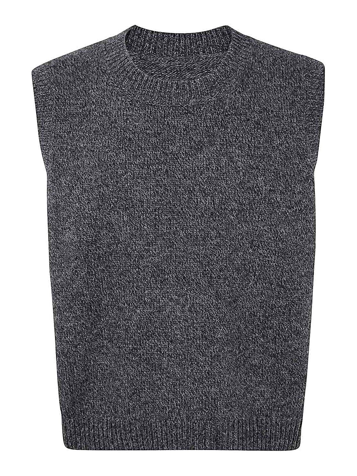 Shop Maison Margiela Round Neck Gilet In Gris