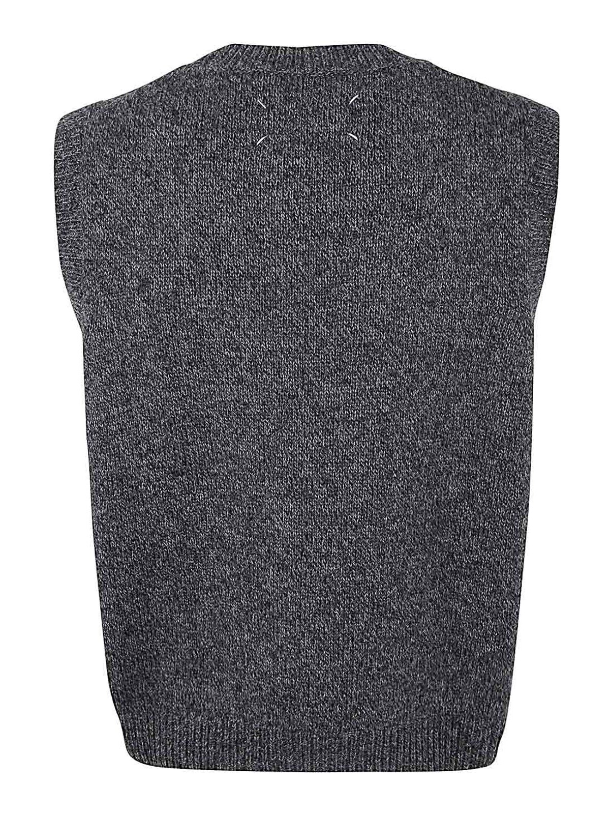 Shop Maison Margiela Round Neck Gilet In Gris