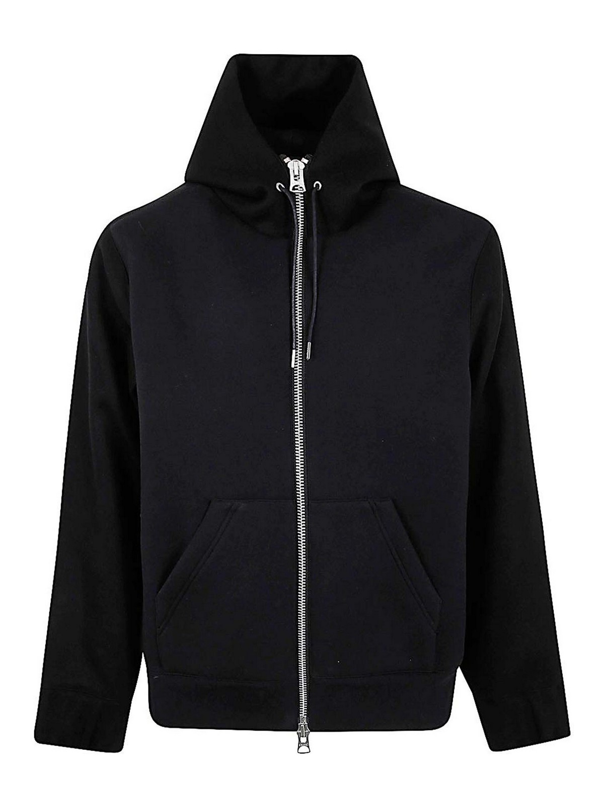 Shop Sacai Wool Melton X Sponge Sweat Hoodie In Negro