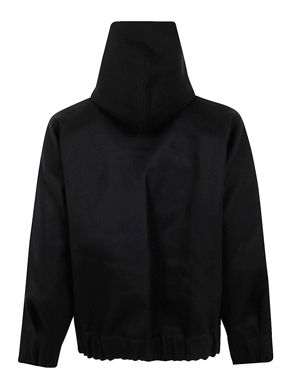 Shop Sacai Wool Melton X Sponge Sweat Hoodie In Negro