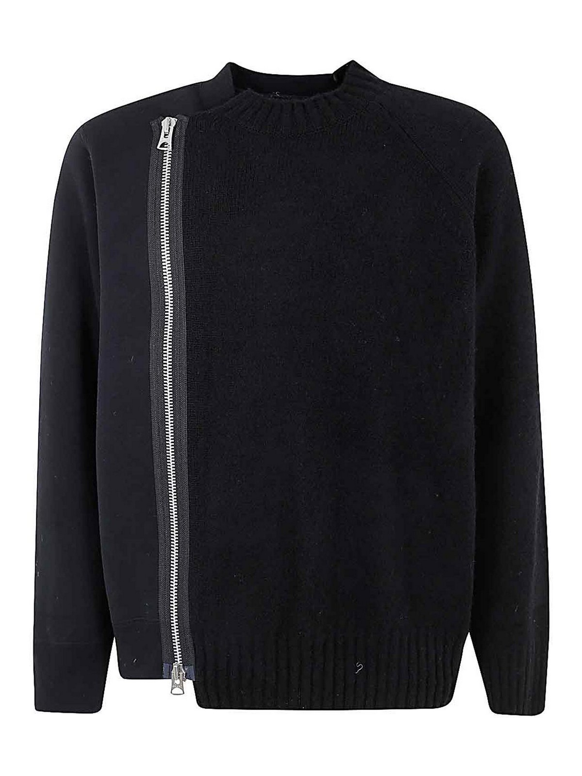 Shop Sacai Knit Blouson In Negro