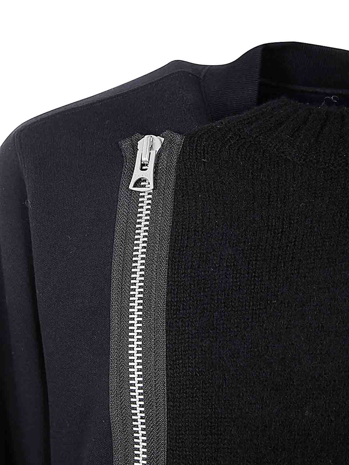 Shop Sacai Knit Blouson In Negro