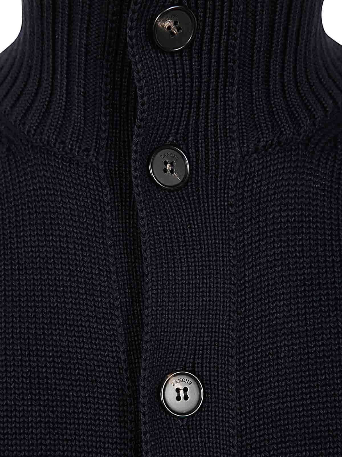 Shop Zanone Cardigan Chioto Slim Fit In Azul