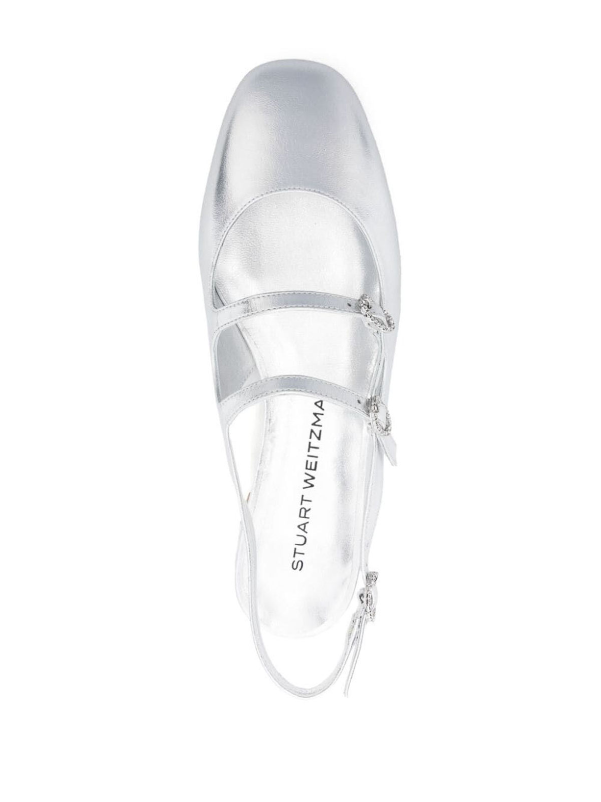 Shop Stuart Weitzman Leather Slingback In Plata